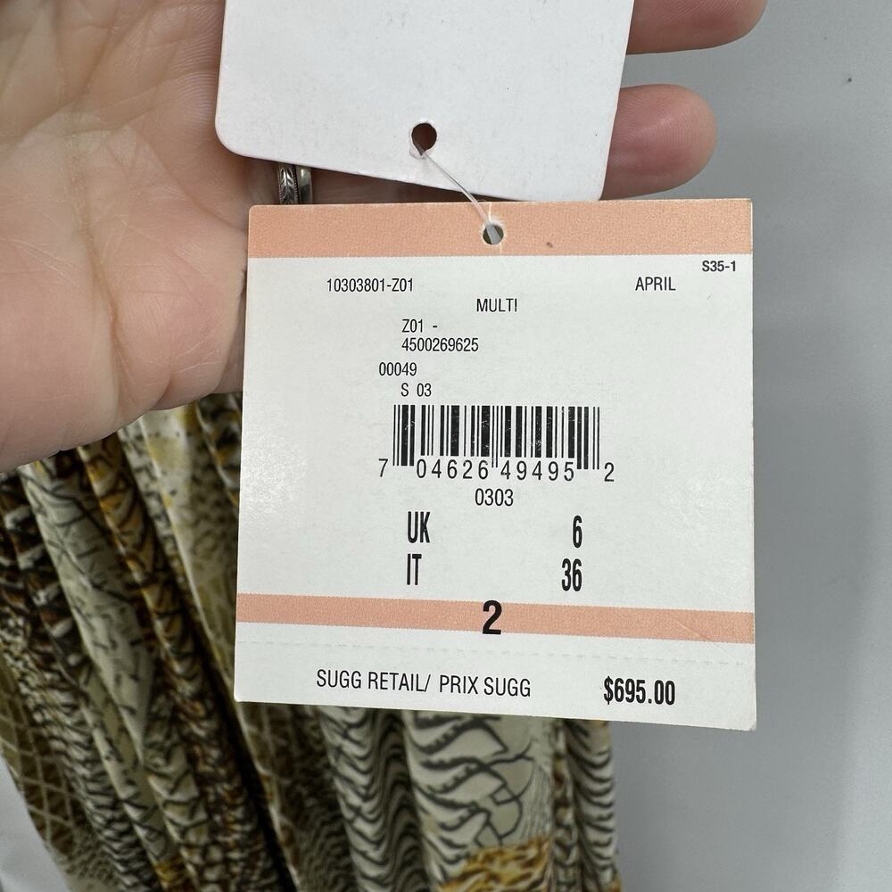 Anne Klein Collection All Silk Printed Maxi Dress Size 2 Retail $695 Raw Hem - Picture 6 of 16